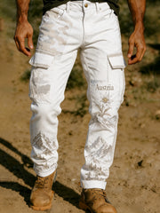 Herrenhose mit österreichischem Tarnmuster und künstlerischem Print