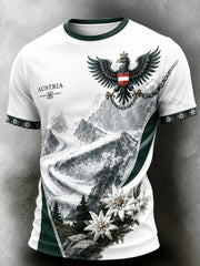 Herren-T-Shirt mit künstlerischem Aufdruck des österreichischen Nationalvogels (Jubel-Motiv)