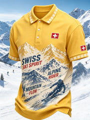 Herren-T-Shirt mit Ski-Motiv und Kurzärmeln