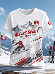 Damen-Print-T-Shirt mit kurzen Ärmeln für den alpinen Skisport