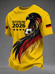 Herren-Waffelpiqué-T-Shirt mit deutschem Fußballfan-Print