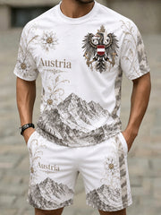 Herrenanzug mit österreichischem Berg- und Blumenmuster