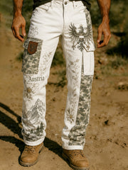 Herrenhose mit österreichischer Berg-Edelweiß-Flaggen-Print
