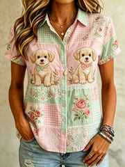 Damenhemden mit niedlichem Hunde-Print