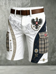 Herren-Shorts mit österreichischem Bergmotiv als Kunstdruck
