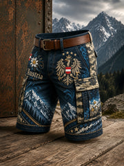 Herren-Shorts mit floralem Alpenmuster im österreichischen Stil