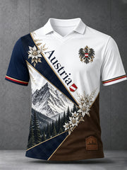 Herren-Top mit floralem Alpenmuster und V-Ausschnitt