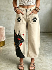 Damen-Tier-Katzen-Kunst-Druck-Taschen hose