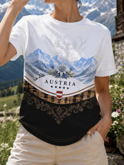 Damen-T-Shirt mit Kunstdruck eines österreichischen Naturlandschaftselements