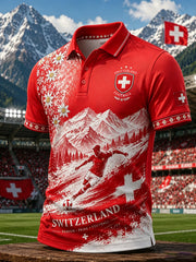 Herren-Poloshirt mit kurzem Ärmel und Fußballmotiv