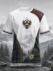 Herren-T-Shirt mit Kunstdruck: Österreichische Natur- und Gedenkelemente