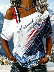 Damen-Art-Print-Oberteil mit österreichischen Naturmotiven als Gedenkdruck