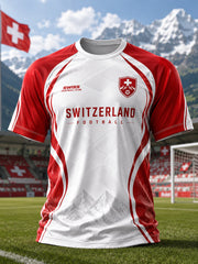 Herren-Sport-T-Shirt mit Fußballmotiv, Raglanärmeln und kurzen Ärmeln