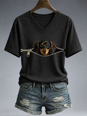 Frauen-T-Shirt mit witzigem Dackelmotiv