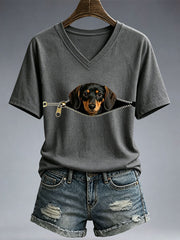 Frauen-T-Shirt mit witzigem Dackelmotiv