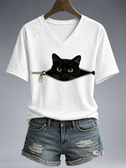 Frauen-T-Shirt mit witzigem Katzen-Print