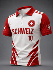 Herren Schweizer Fußball Fan Print Shirt