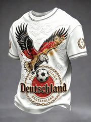 Herren-weißes, 3D-gedrucktes Freizeit-T-Shirt mit deutschem Fußballmotiv
