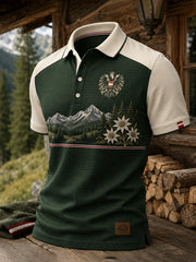 Herren-Poloshirt mit Kunstdruck im österreichischen Landschaftsstil