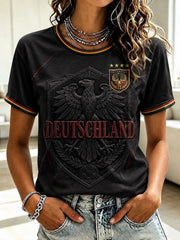 Damen-Fußball-T-Shirt aus Deutschland mit V-Ausschnitt und Print