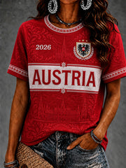 Damen-Geschenk für Fußballfans – bedrucktes, lässiges T-Shirt mit kurzen Ärmeln und Rundhalsausschnitt