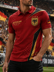 Herren-Poloshirt mit kurzen Ärmeln und Adler- sowie Fußball-Print