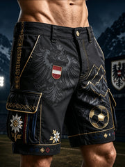 Herren-Shorts mit Kunstdruck zum Anfeuern bei österreichischen Fußballspielen