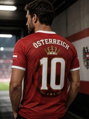 Herren-T-Shirt mit Kunstdruck zum Anfeuern bei österreichischen Fußballspielen