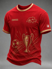 Herren-T-Shirt mit kurzen Ärmeln und Fußballmotiv