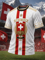 Herren-T-Shirt mit kurzen Ärmeln und Fußballmotiv