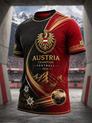 Herren-T-Shirt mit Kunstdruck zum Anfeuern bei österreichischen Fußballspielen