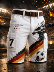 Herren-Shorts im Cargostil mit Adler- und Fußballmotiv