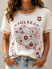 Frauen Polen Kurzarm T-Shirt