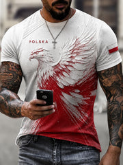 Herren-Retro-Polnische-Kunstdruck-Lässiges T-Shirt