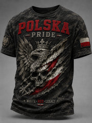 Herren-Retro-Polnische-Kunstdruck-Lässiges T-Shirt