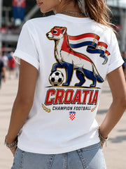 Frauen Kroatisches Fußballspiel Jubeln Element Kunstdruck T-Shirt