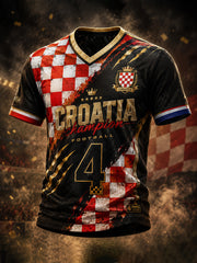 Herren kroatisches Fußballspiel Jubelelement Kunstdruck T-Shirt