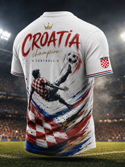 Herren-T-Shirt mit Kunstdruck – Anfeuerungselement zum kroatischen Fußballspiel