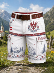 Herren-Shorts mit floralem Druck und österreichischer Naturlandschaft