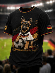 Herren-T-Shirt mit Deutscher Schäferhund- und Fußball-Print