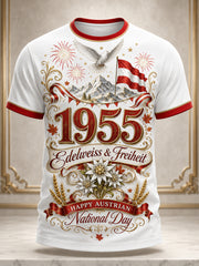 Herren-Art-Print-T-Shirt zur Erinnerung an den österreichischen Nationalfeiertag