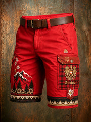 Herren-Shorts mit Kunstdruck von österreichischer Naturlandschaft und kulturellen Elementen