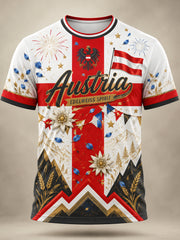 Herren-Art-Print-T-Shirt zur Erinnerung an den österreichischen Nationalfeiertag
