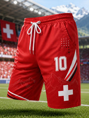 Herren-Shorts mit alpinem und fußballinspiriertem Print für sportliche Aktivitäten