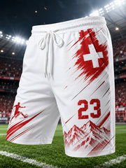 Herren-Shorts mit alpinem und fußballinspiriertem Print für sportliche Aktivitäten