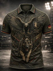 Herren-Fußballkunstdruck-Poloshirt in Deutschland-Optik
