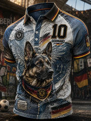 Herren-Fußballkunstdruck-Poloshirt in Deutschland-Optik