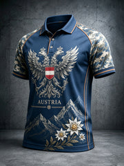 Herren-Poloshirt mit Kunstdruck zum österreichischen Natur- und Kulturerbe