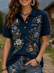Damen-Polo mit Kunstdruck des österreichischen Natur- und Kulturelements