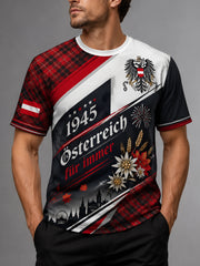 Herren-Art-Print-T-Shirt zur Erinnerung an den österreichischen Nationalfeiertag